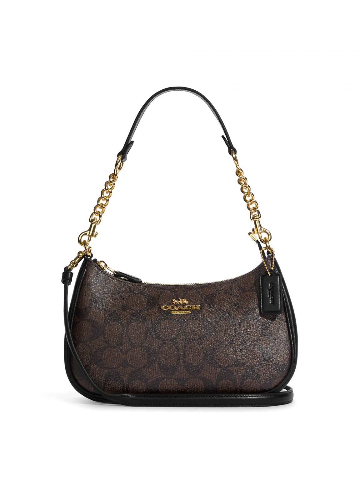 Coach Teri Shoulder Bag Signature Brown Black - Averand