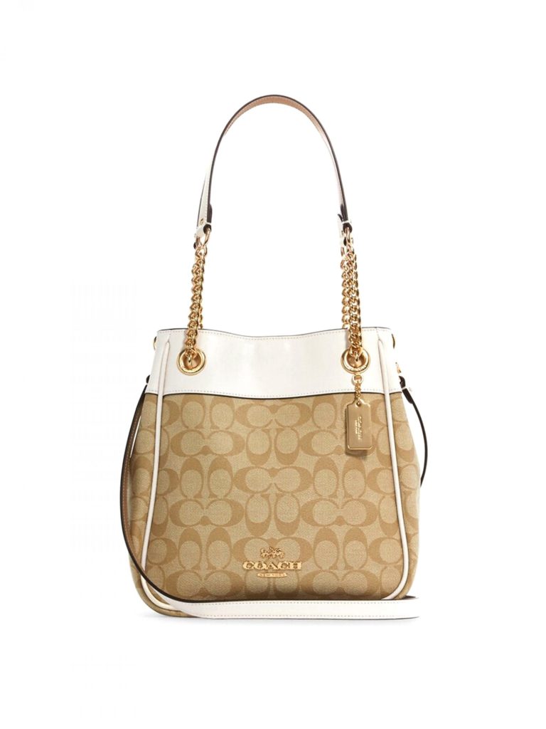 Coach Cammie Chain Bucket Bag Signature Light Khaki Chalk - Averand