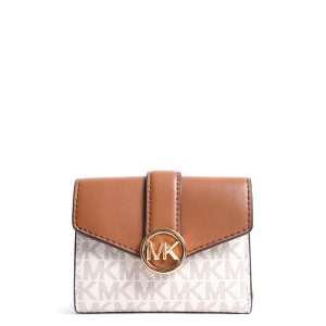 Michael Kors Carmen Medium Flap Bifold Wallet Signature Vanilla Averand