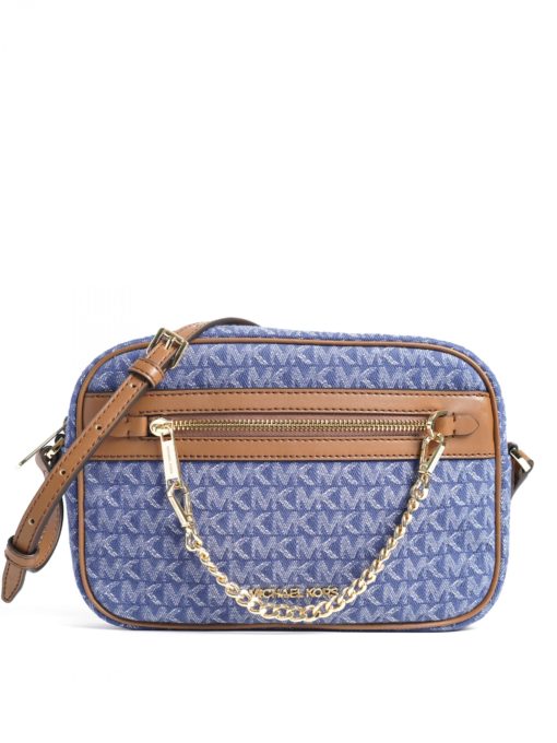 Michael Kors Jet Set Item Large East West Zip Chain Crossbody Logo Denim  Multi - Averand