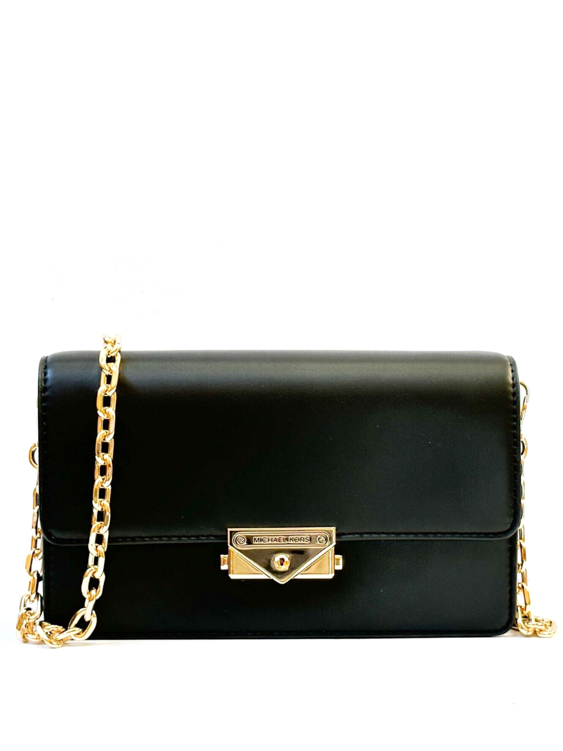 Michael Kors Cece Medium Flap Structured Clutch Black - Averand