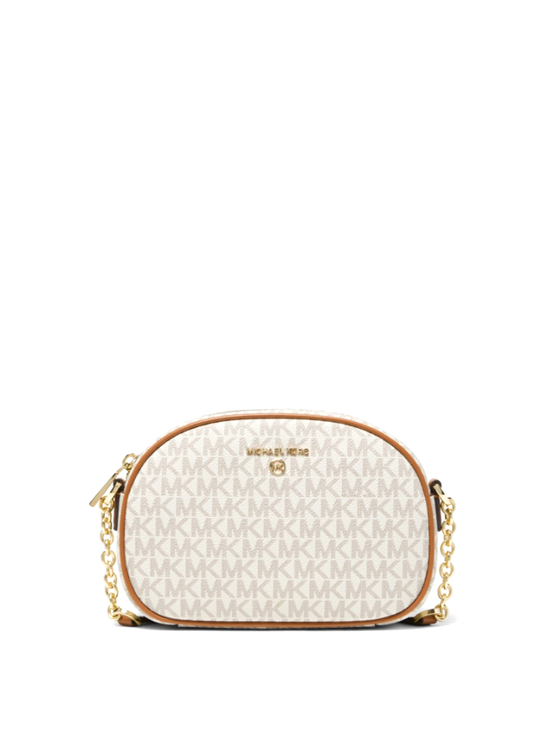 Michael Kors Jet Set Glam Oval Small Crossbody Signature Vanilla - Averand