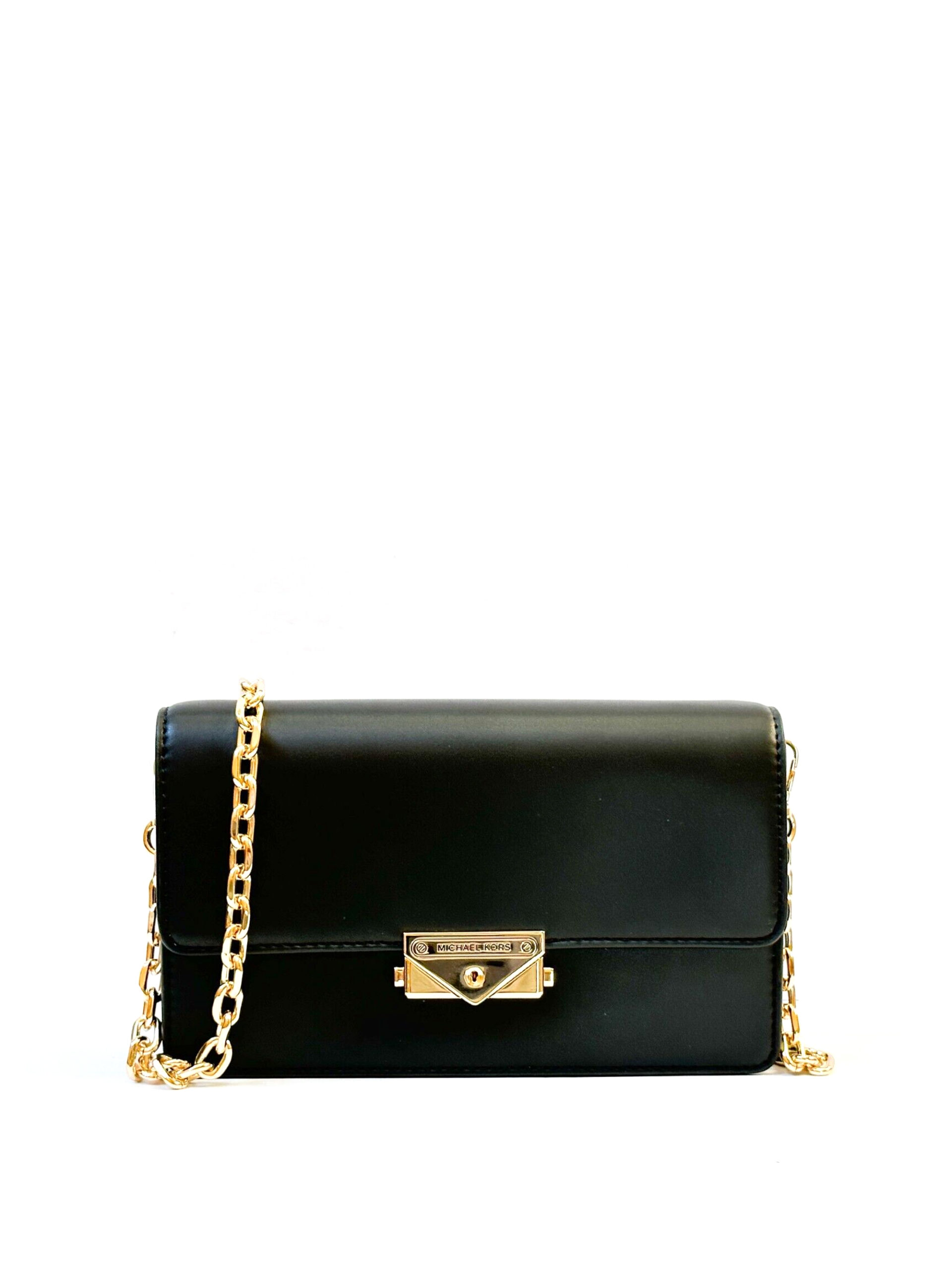 Michael Kors Cece Medium Flap Structured Clutch Black - Averand