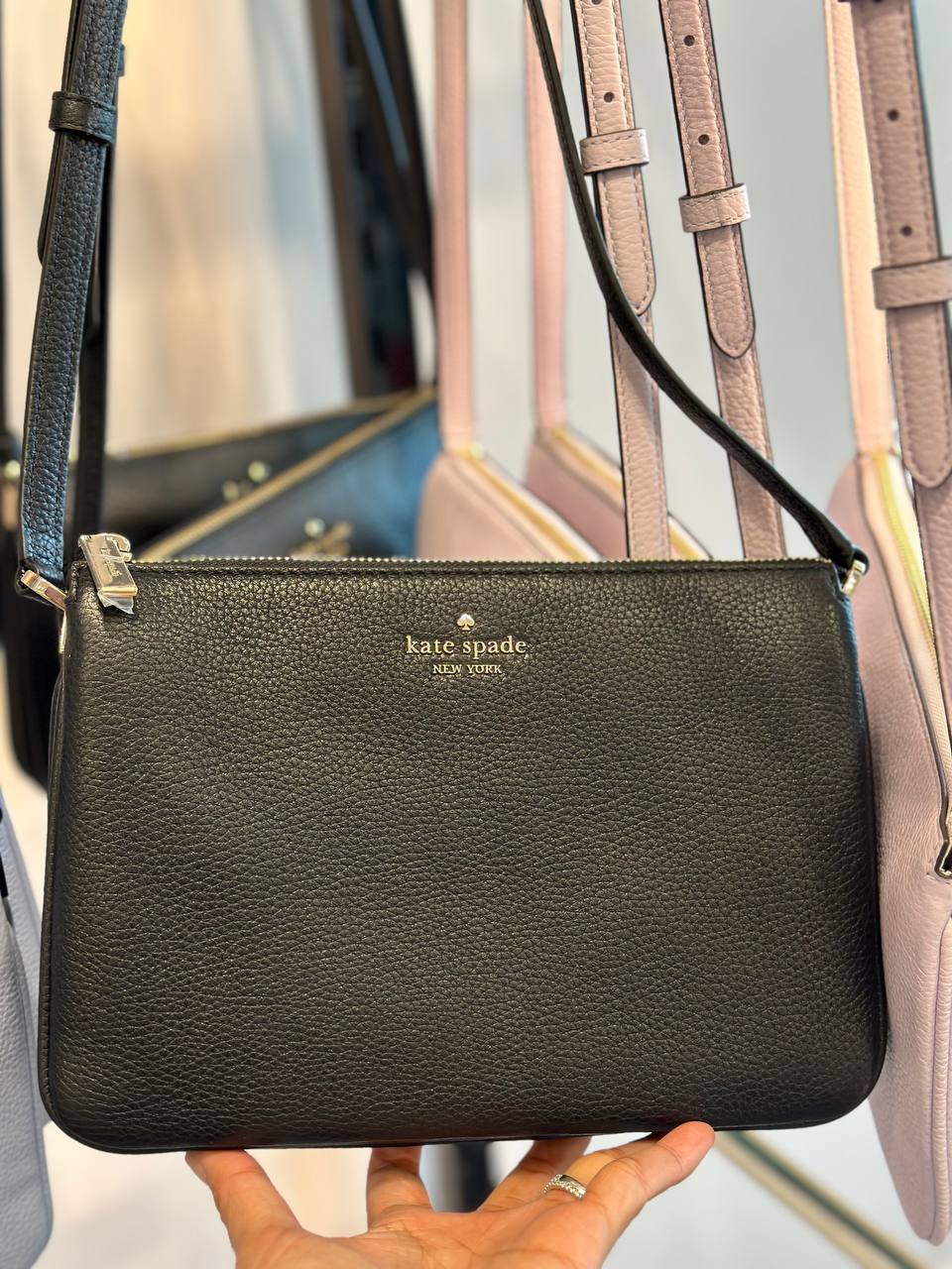 Kate spade triple gusset best sale crossbody black